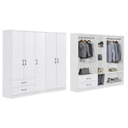 BERLIN Series 1/2/3/4/5 Doors Tall Wardrobe with Drawers and Top Cabinet in 6 Colours