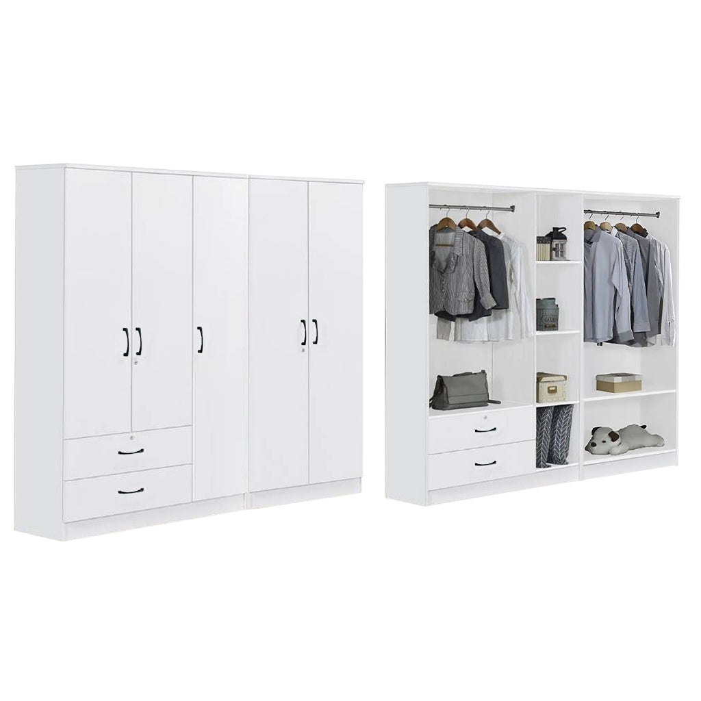 BERLIN Series 1/2/3/4/5 Doors Tall Wardrobe with Drawers and Top Cabinet in 6 Colours