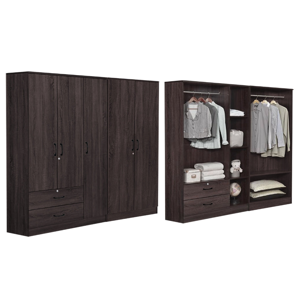 BERLIN Series 1/2/3/4/5 Doors Tall Wardrobe with Drawers and Top Cabinet in 6 Colours