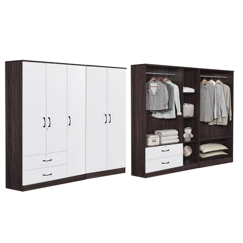 BERLIN Series 1/2/3/4/5 Doors Tall Wardrobe with Drawers and Top Cabinet in 6 Colours