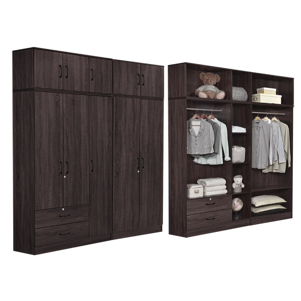 BERLIN Series 1/2/3/4/5 Doors Tall Wardrobe with Drawers and Top Cabinet in 6 Colours