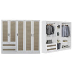 CROATIA Series 1/2/3/4/5 Doors Wardrobe Rattan Design with Drawers and Top Cabinet