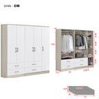 Poland Series 5 Door Wardrobe with 4 Drawers in Ivory & White Colour