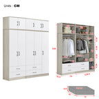 Poland Series 5 Door Tall Wardrobe with 4 Drawers and Top Cabinet in Ivory & White Colour