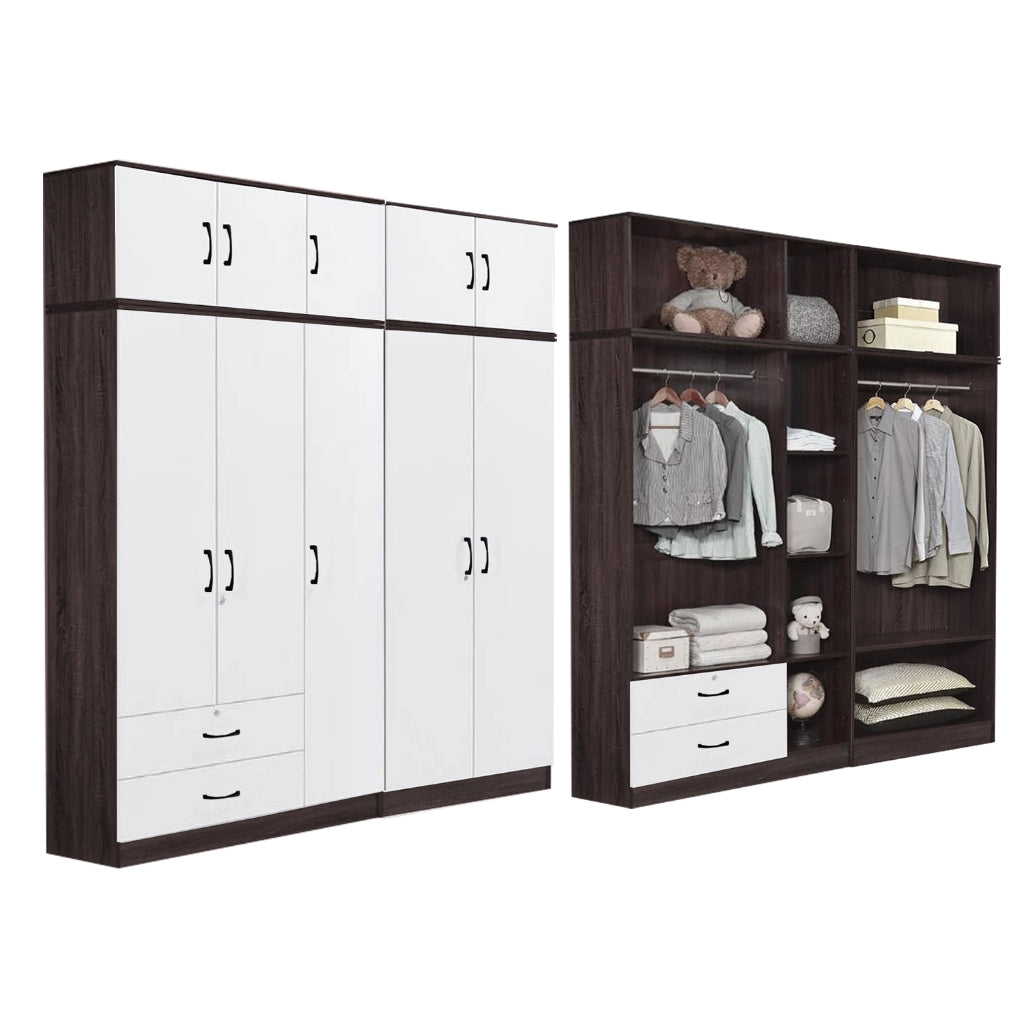 BERLIN Series 1/2/3/4/5 Doors Tall Wardrobe with Drawers and Top Cabinet in 6 Colours