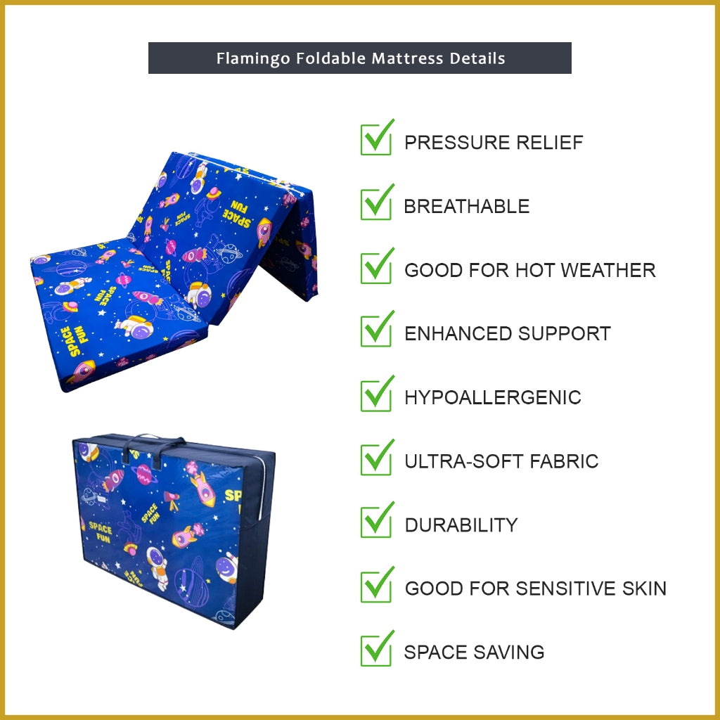 Flamingo  Foldable Mattress Single 2"/3" High Density Foam Removable Washable Cover
