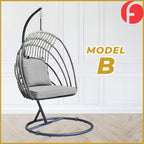 Fiona Series 2 Swing Chair Living Room Garden or Balcony Chair Synthetic Rattan w/ Steel Legs
