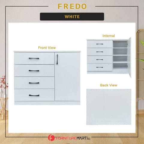 Image of Fredo Premium Chest of Drawers with Cabinet Full Laminated Back Panel in 6 Colours