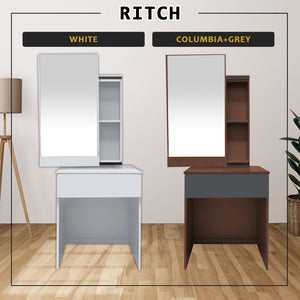 Ritch Dressing Table With Free Stool Laminated Smooth Gliding Drawer In 6 Colours