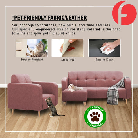 Image of Matias 1/2/3-Seater Sofa with Stool High Density Foam w/ PetFriendly Options