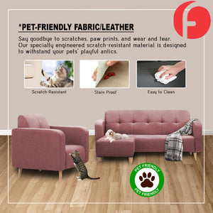 Matias 1/2/3-Seater Sofa with Stool High Density Foam w/ PetFriendly Options
