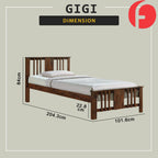 Gigi Single Pull-Out Bedframe Solid Wood Slatted Base  - w/ Mattress Option