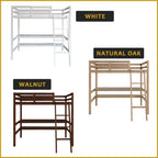 Lamer Single Loft Bed Solid Rubberwood Sturdy Durable in 3 Colours - w/ Mattress