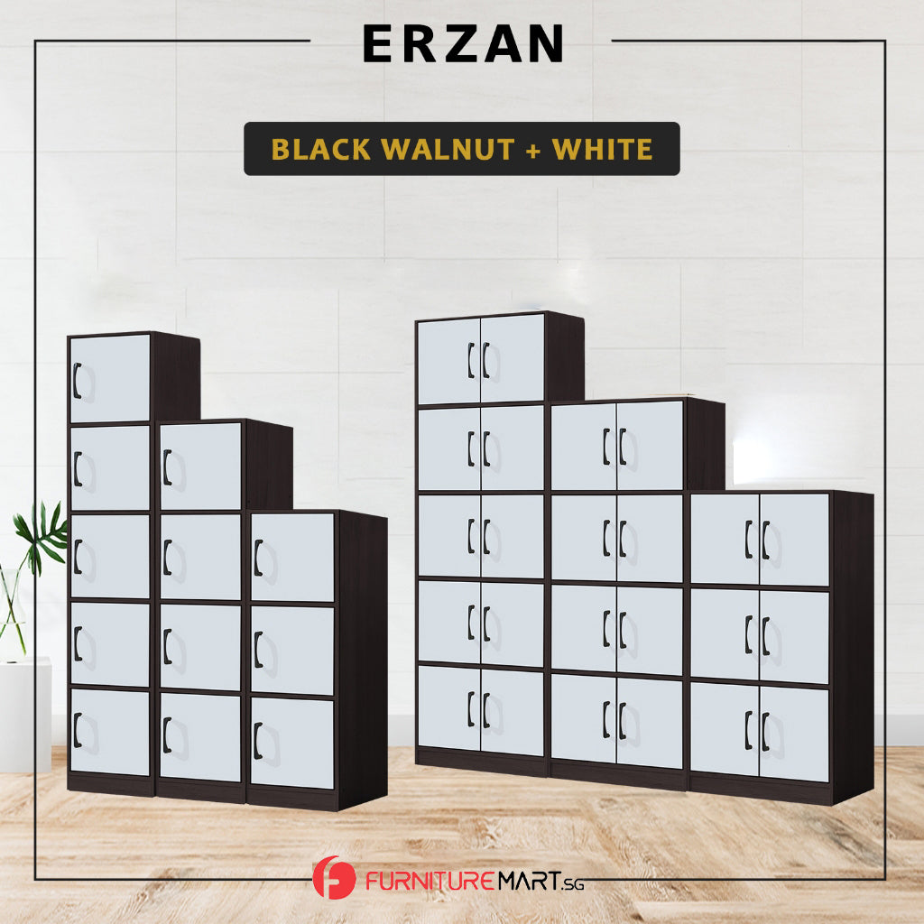 Erzan Series Single and Double Door Cabinet Bookshelf Storage in 6 Colours