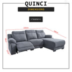 Quinci Series 2/3-Seater L-Shaped Recliner Sofa & Coffee Table in 47 Colour - PetFriendly Fabric Option