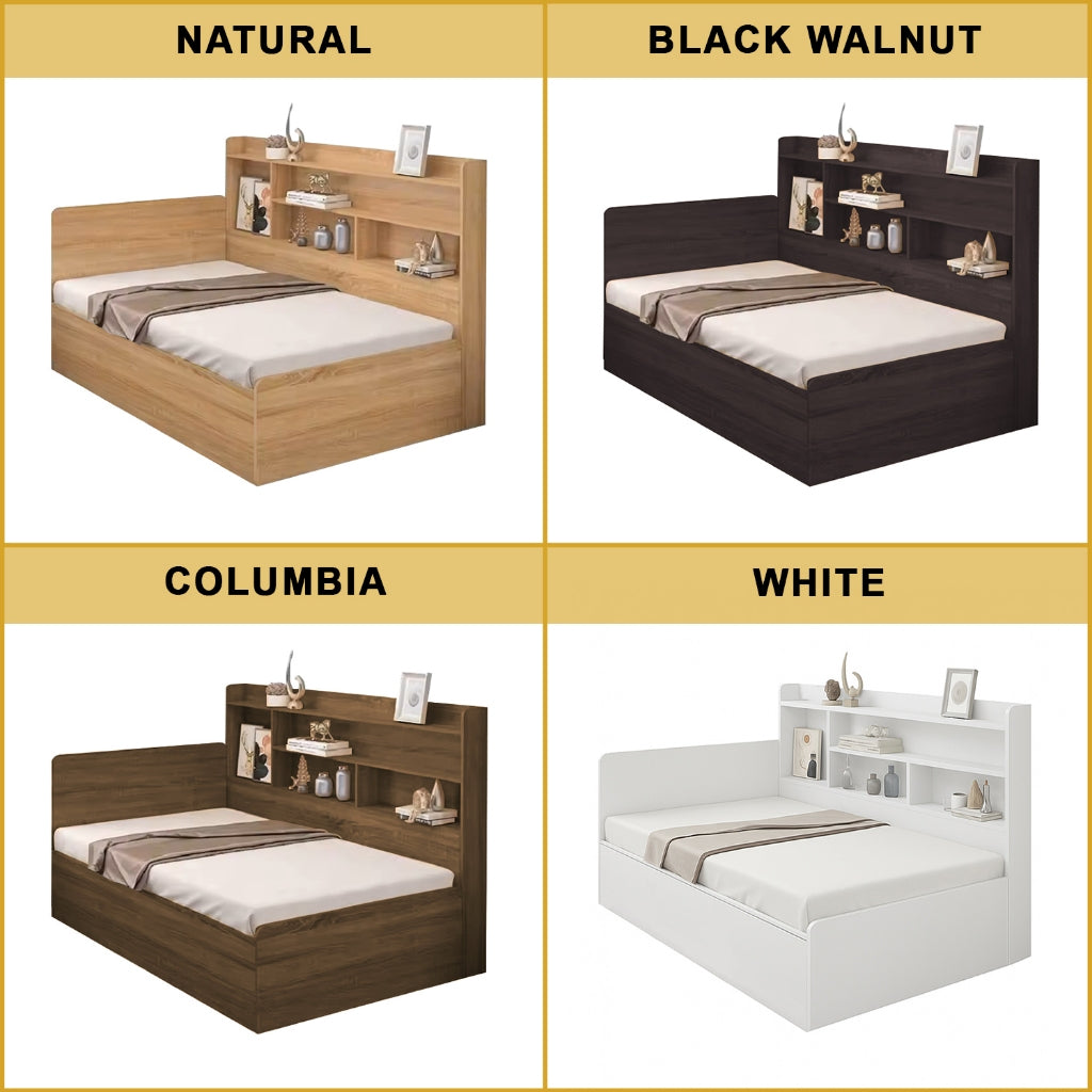 Tyrell Storage Bed / Fully Laminated Eco Board in 4 Colour - w/ Mattress Option