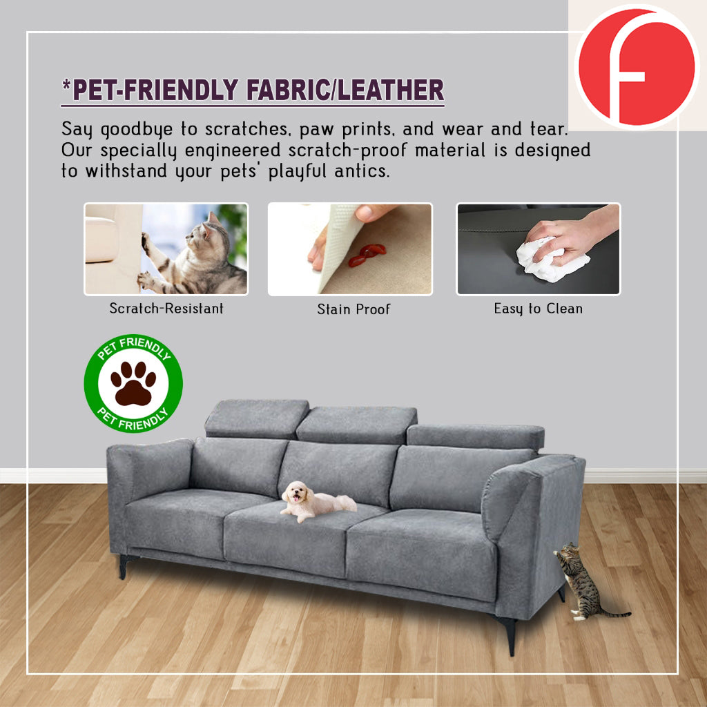 Edriel 2/3-Seater L-Shaped Sofa Scratch-Proof Upholstered Pet-Friendly in 50 Colors