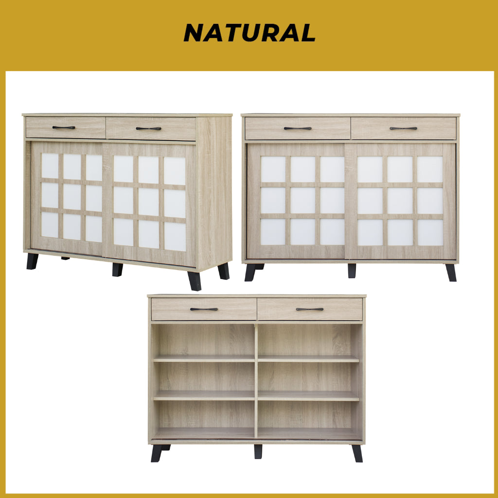 Keiko Japanese Sliding Door Shoe Cabinet CARB-P2 Certified Board in 2 Colours