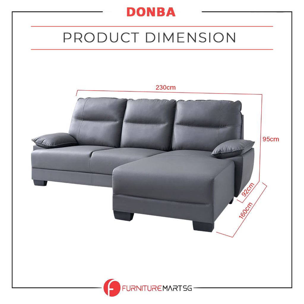 Donba Left/Right L-Shaped Sofa Pet-Friendly Leather Scratch-Resistant  & Claw-Resistant in Grey Colour