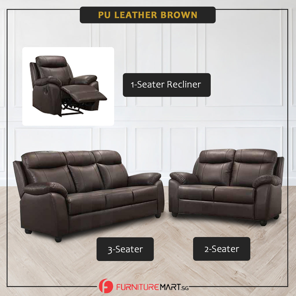 Annie 1-Seater Recliner and 2/3-Seater Sofa - P.U. Leather or PetFriendly Option