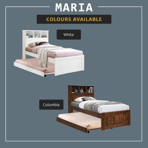 Image of Maria Pull-Out Bed Single, Super Single Solid Rubberwood Bed Frame w/ Mattress Option