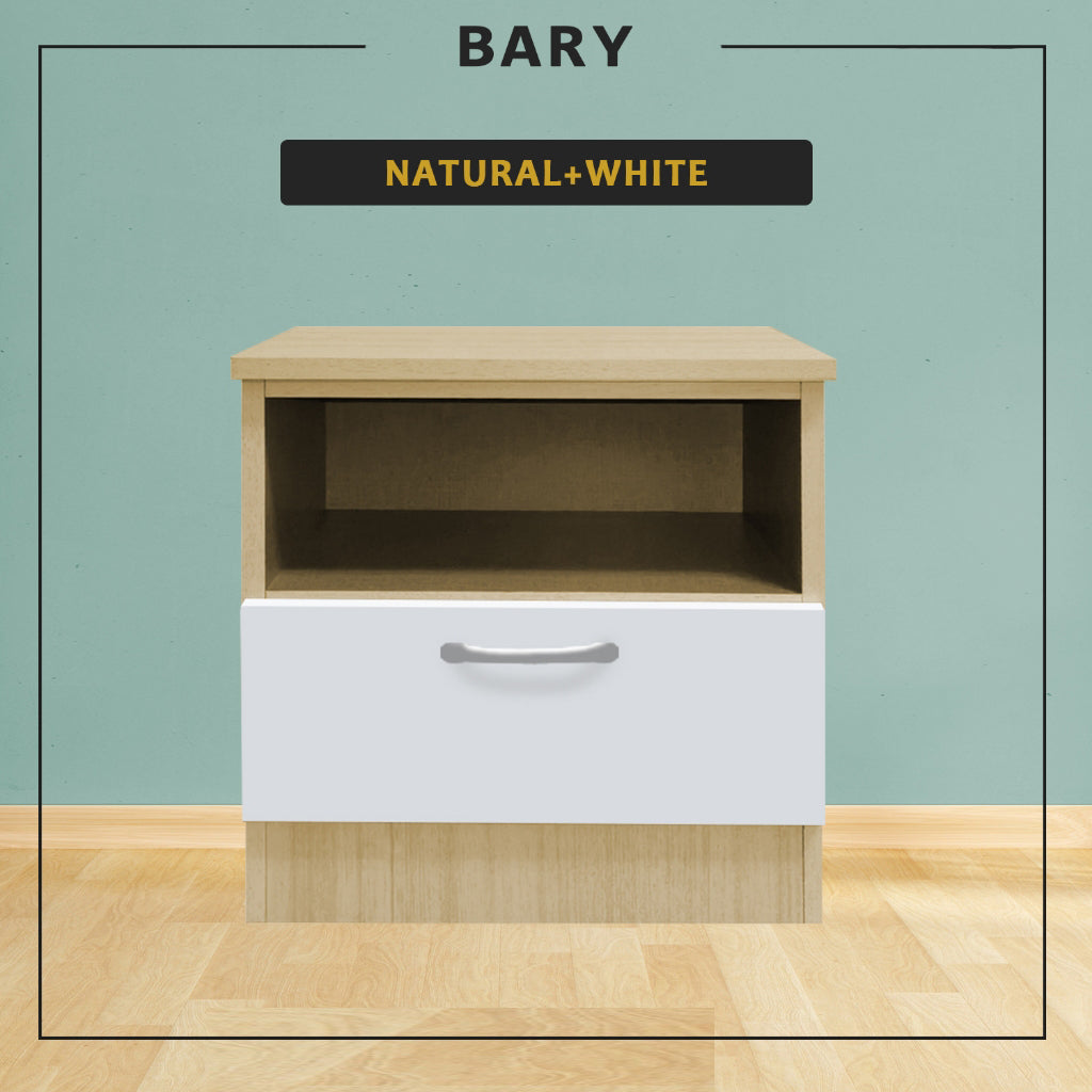 Bary CARB-P2 Certified Board Bedside Table Fully Laminated Back Panel in 6 Colours