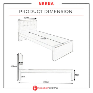 Neeka Single / Super Single Bed Frame w/ Mattress Option - 4 Available Colours