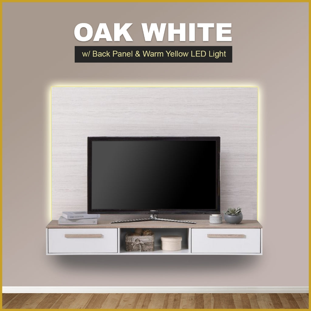 Pollian 4FT/5FT Floating TV Console with Back Panel LED Backlight in 2 Colours