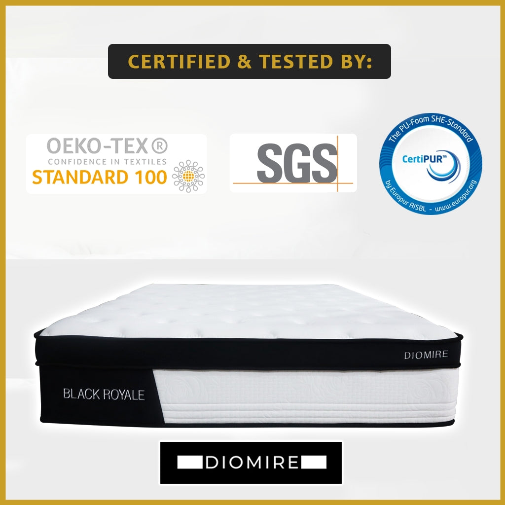 Diomire 13.5" Black Royale Mattress Pocketed Spring Mattress High Density - All Size