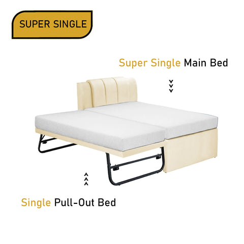 Carlin Single and Super Single Pull Out Bed Frame with Optional Mattress Add On in 5 Colours