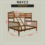 Mayci Queen+Single Solid Wood Slatted Base Double Decker Bed Frame