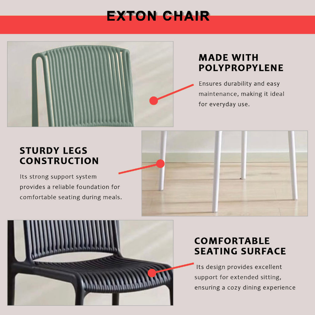 Exton Polypropylene (PP) Dining Chair in Black Colour