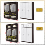Rome Series 1/2/3/4/5 Doors Tall Wardrobe with Drawers and Top Cabinet in Walnut+White