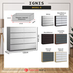 Ignite 8 Drawers Premium Chest of Drawers Full Laminated Back Panel in 6 Colours