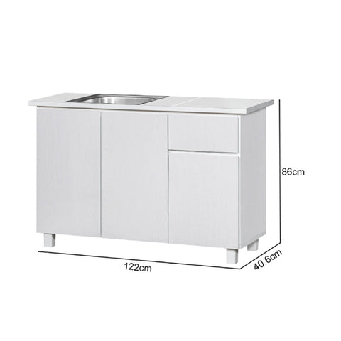 Image of Deena Series 5/3-Door Kitchen Cabinet with Drawers w/ Sink in White Colour