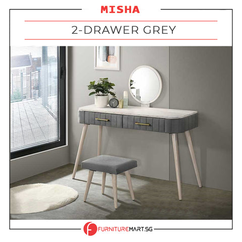 Image of Misha Series Elegant Dressing Table with Stool in 2 Models - Available Grey and Pink Colour