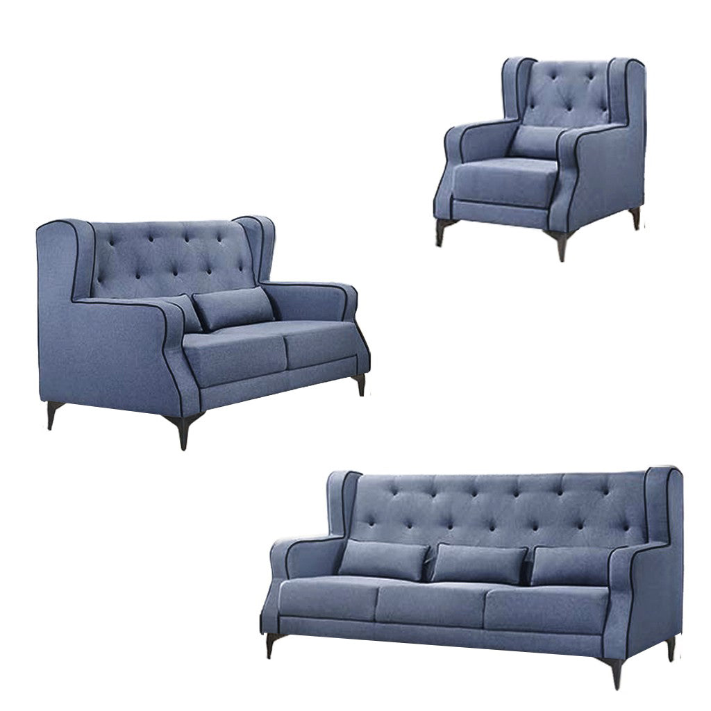 Elizabeth 1/2/3 Seater Mid Century High Back Fabric Sofa Set In 4 Colors