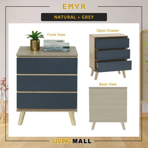 Emyr Premium Chest of Drawers Full Laminated Back Panel in 3 Colours