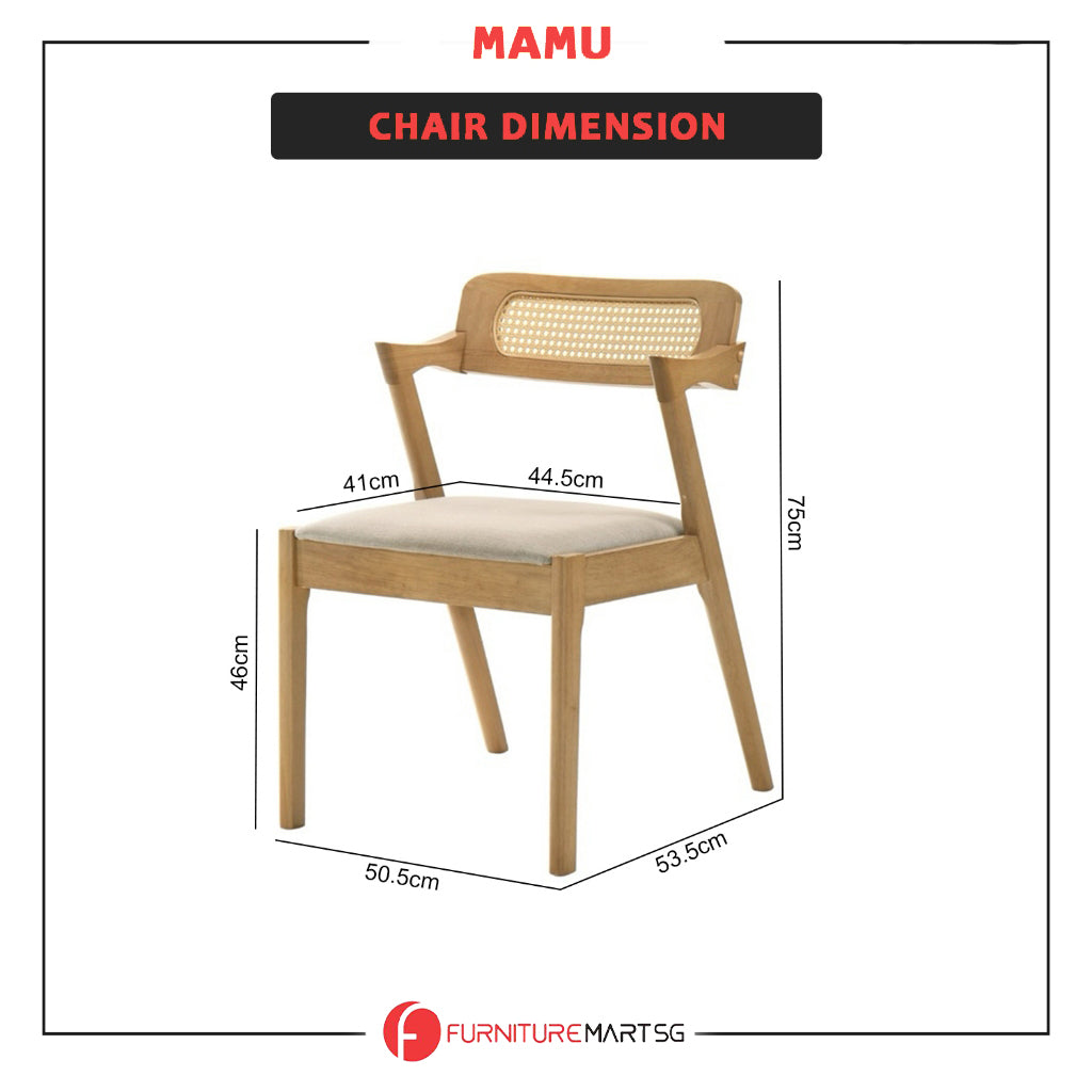 Mamu 1+6 Dining Set Solid Rubber Wood + Hand Crafted Rattan