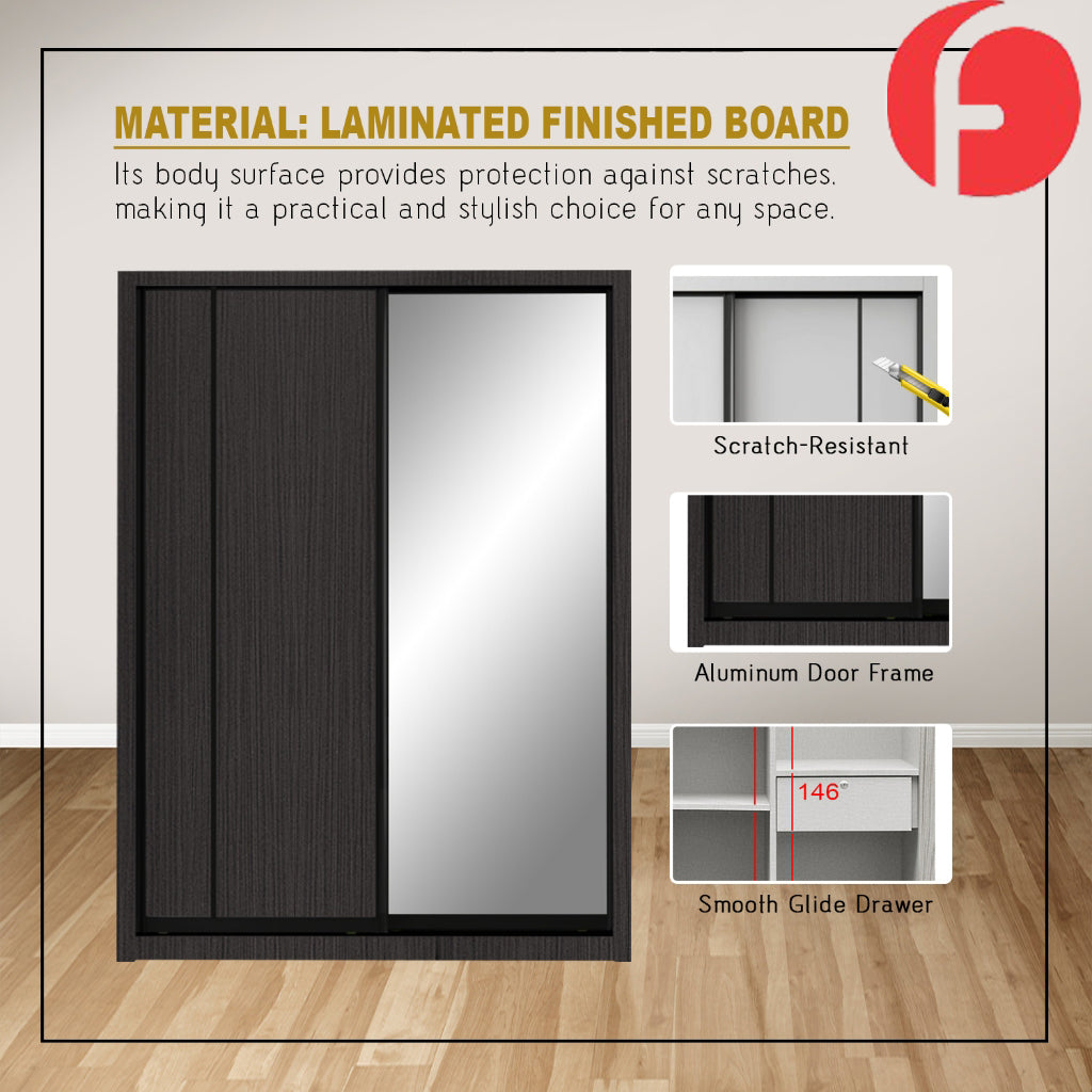 Malta Series 4/5/6/8x8FT 2-Door Sliding Door Wardrobe with Mirror Door in 3 Colours