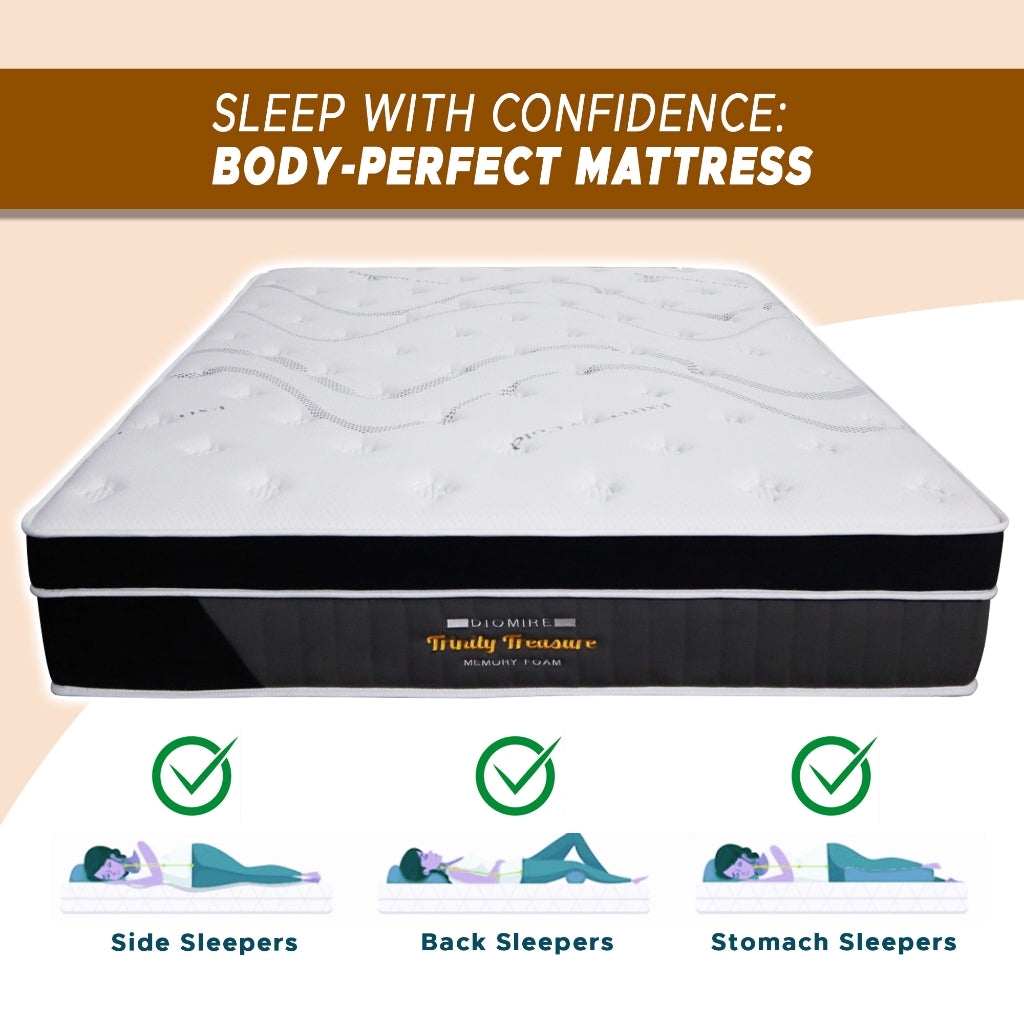 Diomire 13" Trinity Treasure Ice Silk Cooling Mattress Pocketed Spring - All Sizes
