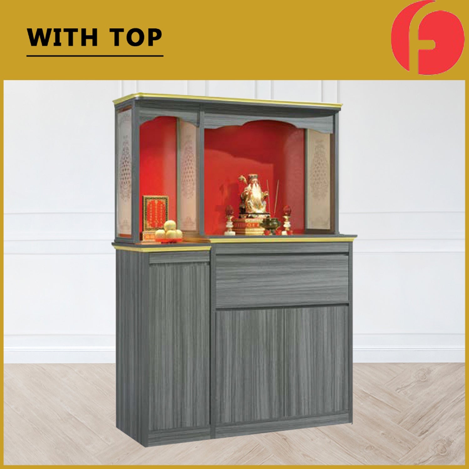 Caspian Oriental Altar Table with Top Altar Cabinet Fire Resistant Laminated MDF Board