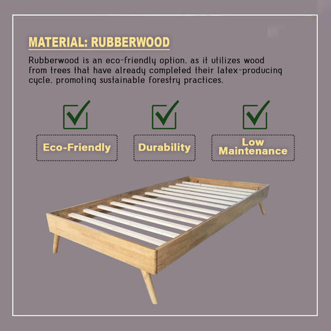 Image of Maro Solid Rubberwood Platform Bed Frame with Mattress Option - All Sizes Available