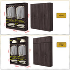 Britain Series 1/2/3/4/5 Doors Tall Wardrobe with Drawers and Top Cabinet in Black Walnut