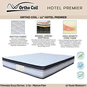 Ortho Coil 11" Hotel Premier Bonnel Spring Mattress - All Sizes