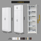 BERLIN Series 1/2/3/4/5 Doors Tall Wardrobe with Drawers and Top Cabinet in 6 Colours