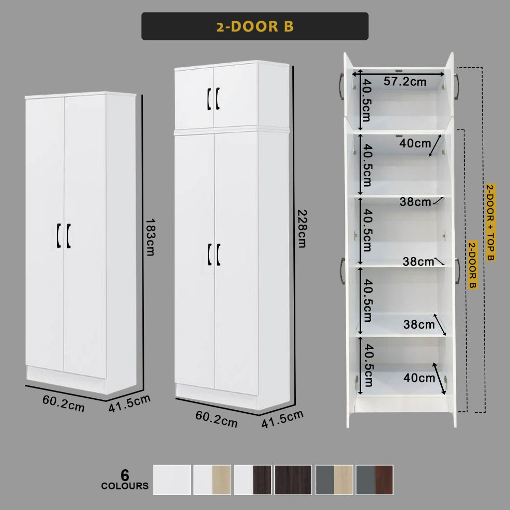 BERLIN Series 1/2/3/4/5 Doors Tall Wardrobe with Drawers and Top Cabinet in 6 Colours