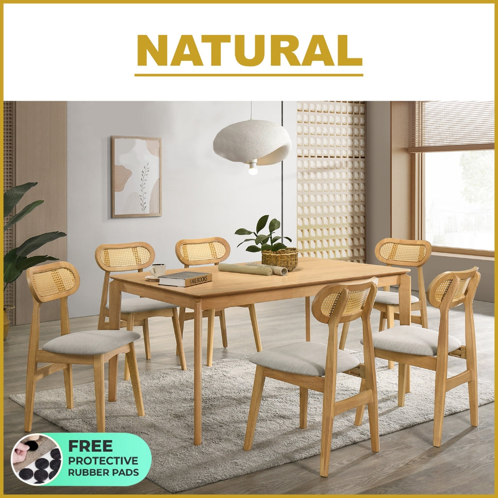 Radden 4/6 Seater Dining Set w/ Table, Chair & Bench Solid Rubber Wood in 2 Colours