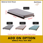 Riese Single Pull-Out Bedframe MDF+Veneer Wood Slatted Base