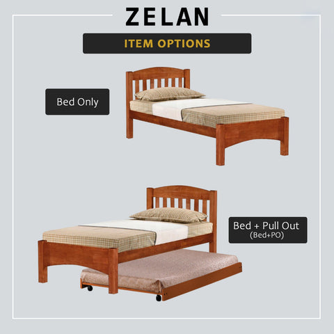 Image of Zelan Pull-Out Bed Single, Super Single Solid Rubberwood Bed Frame w/ Mattress Option